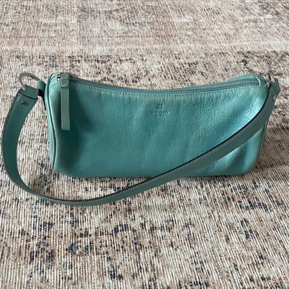 kate spade Handbags - 🛑SOLD Kate Spade Vintage 90s Y2K Aqua Leather Barrel Shoulder Bag